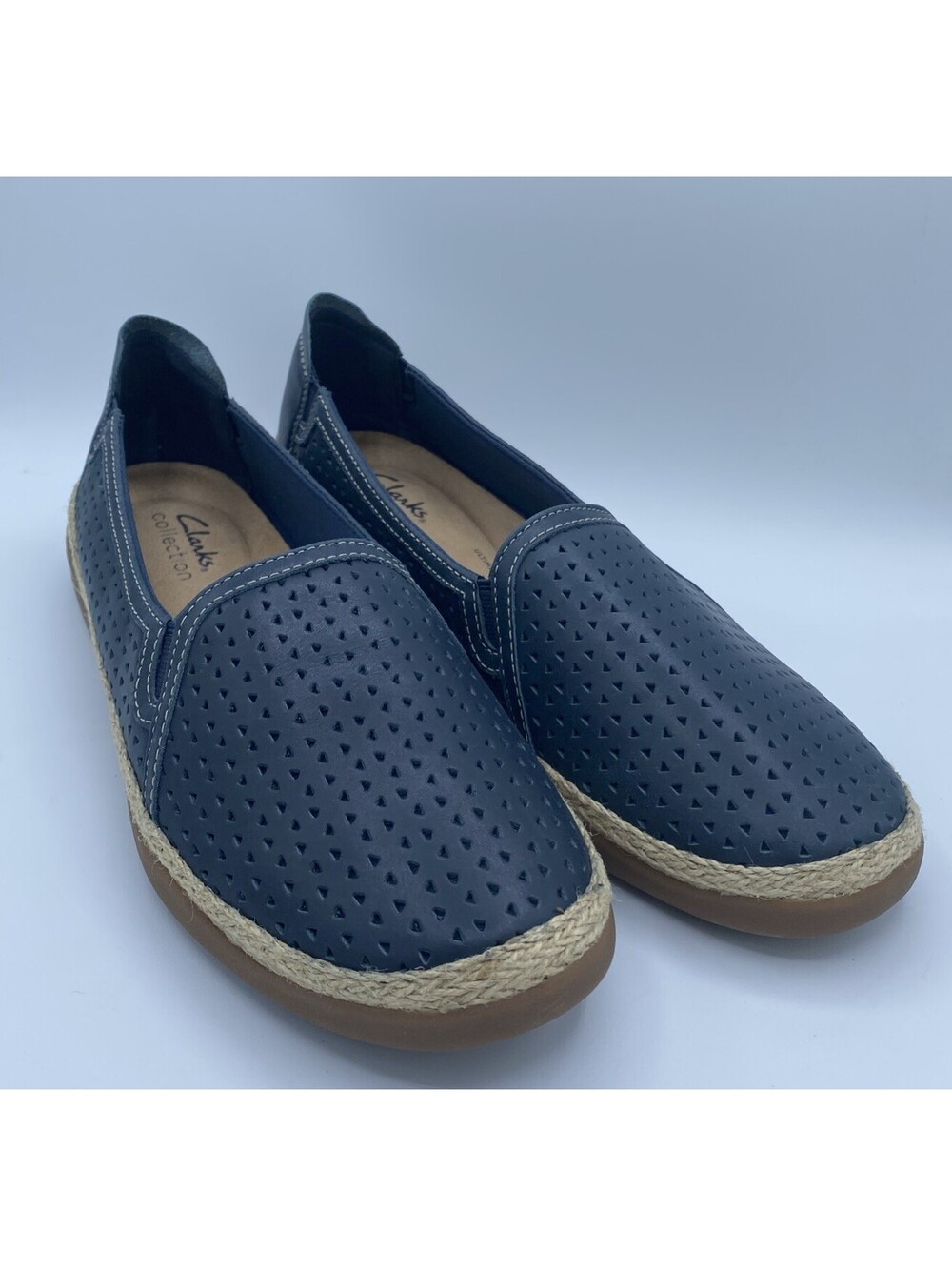 Clarks Women's Elaina Ruby Navy Blue Leather US Sz.9.5M Flats Shoes New